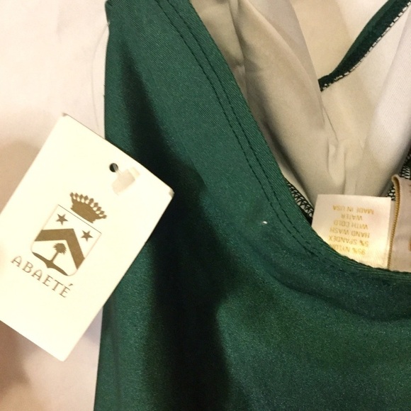 ABAETE PINUP BATHING SUIT ONE PIECE VINTAGE STYLE Y2K SWIMSUIT GREEN BODYSUIT - Picture 2 of 11